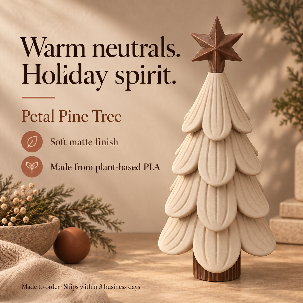 Sand Petal Pine Tree, warm neutral holiday decor